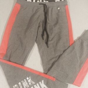 PINK Victoria's Secret Gray Joggers with Pink Stripes